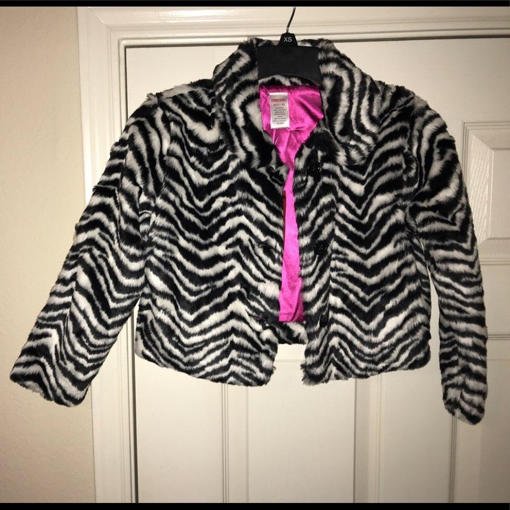 Vintage Gymboree Black & White Fur Pea Coat 7/8 M - Picture 2 of 5